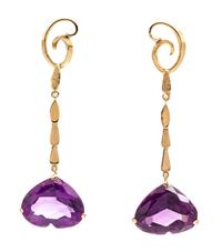 A Collection of Yellow Gold and Amethyst Jewelry, 16.20 dwts.