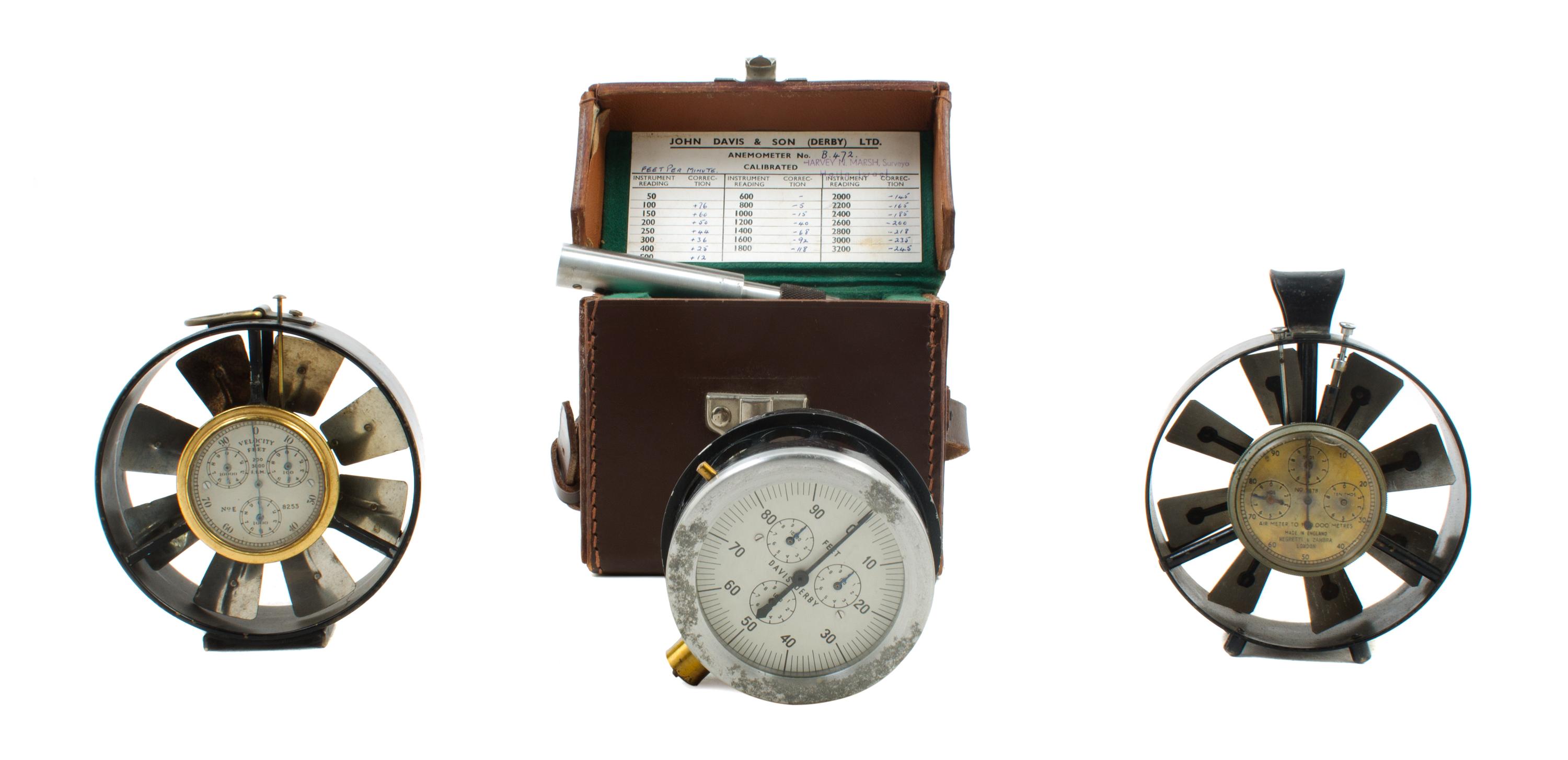 A Group of Five English Anemometers Diameter of largest 4 1/4 inches. — LATE 19TH/EARLY 20TH CENTURY