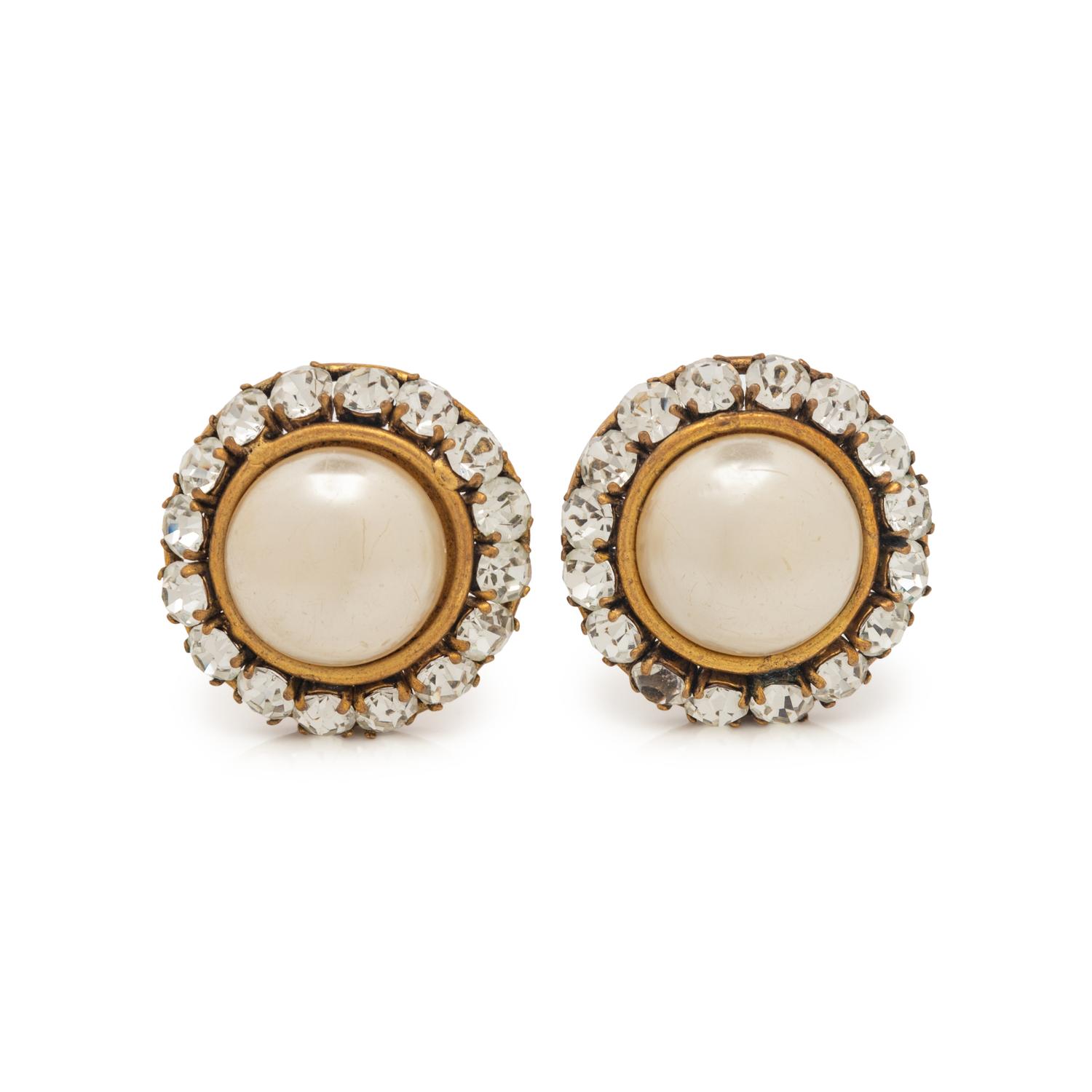 Chanel Faux Pearl Ear Clips