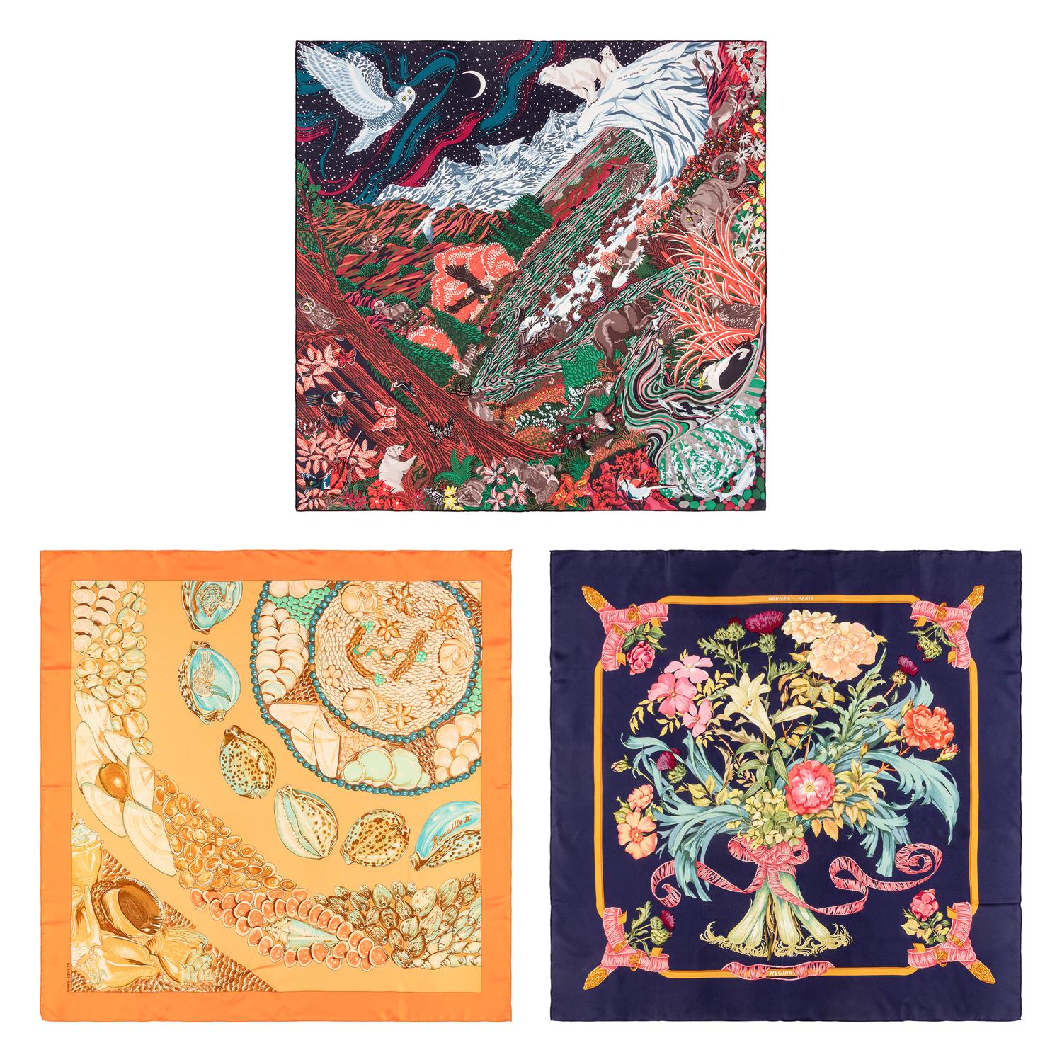 Hermès, Three Silk Scarves