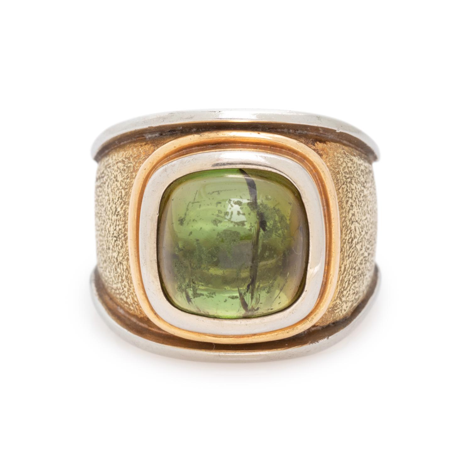 BICOLOR GOLD AND GREEN TOURMALINE RING