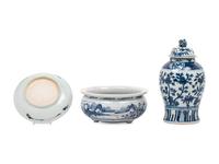 Three Chinese Blue and White Porcelain Articles