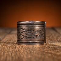 Navajo Heavily Stamped Silver Cuff Bracelet