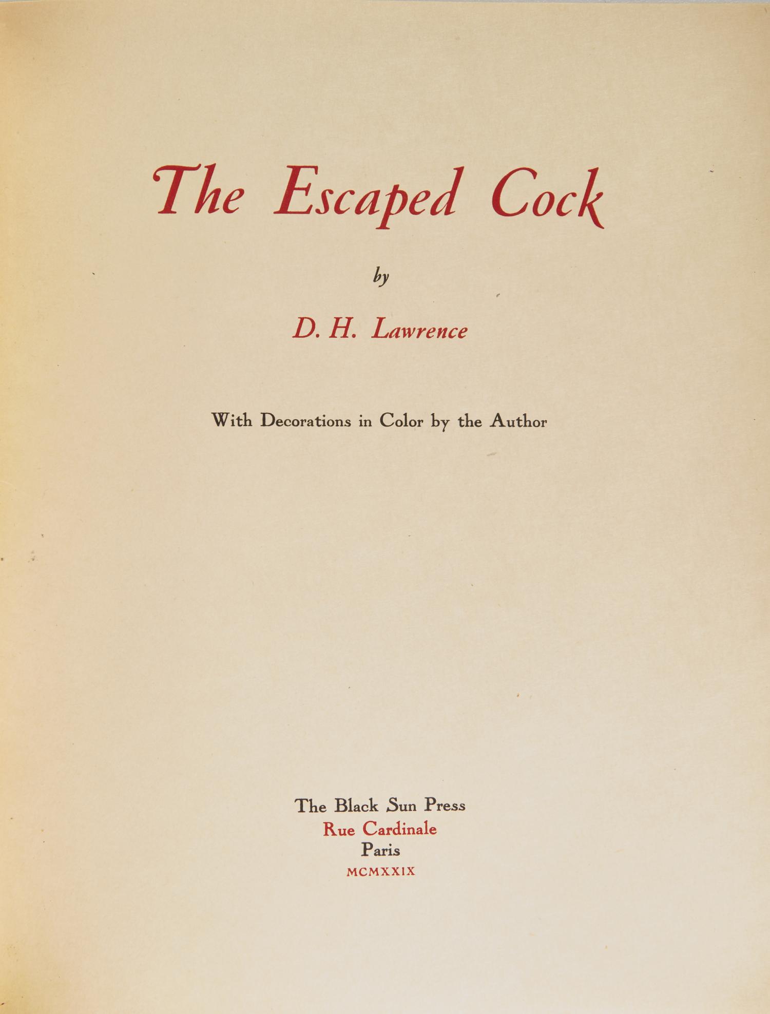[Black Sun Press] Lawrence, D.H. The Escaped Cock