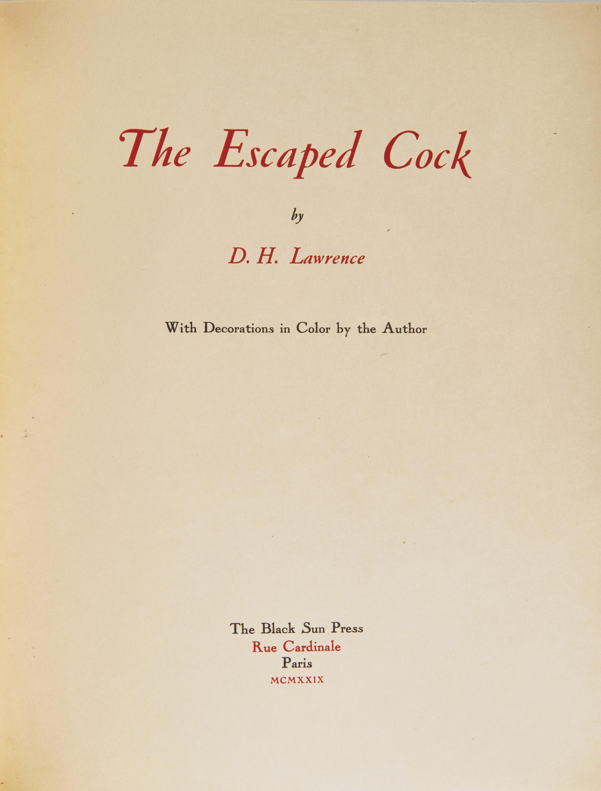 [Black Sun Press] Lawrence, D.H. The Escaped Cock
