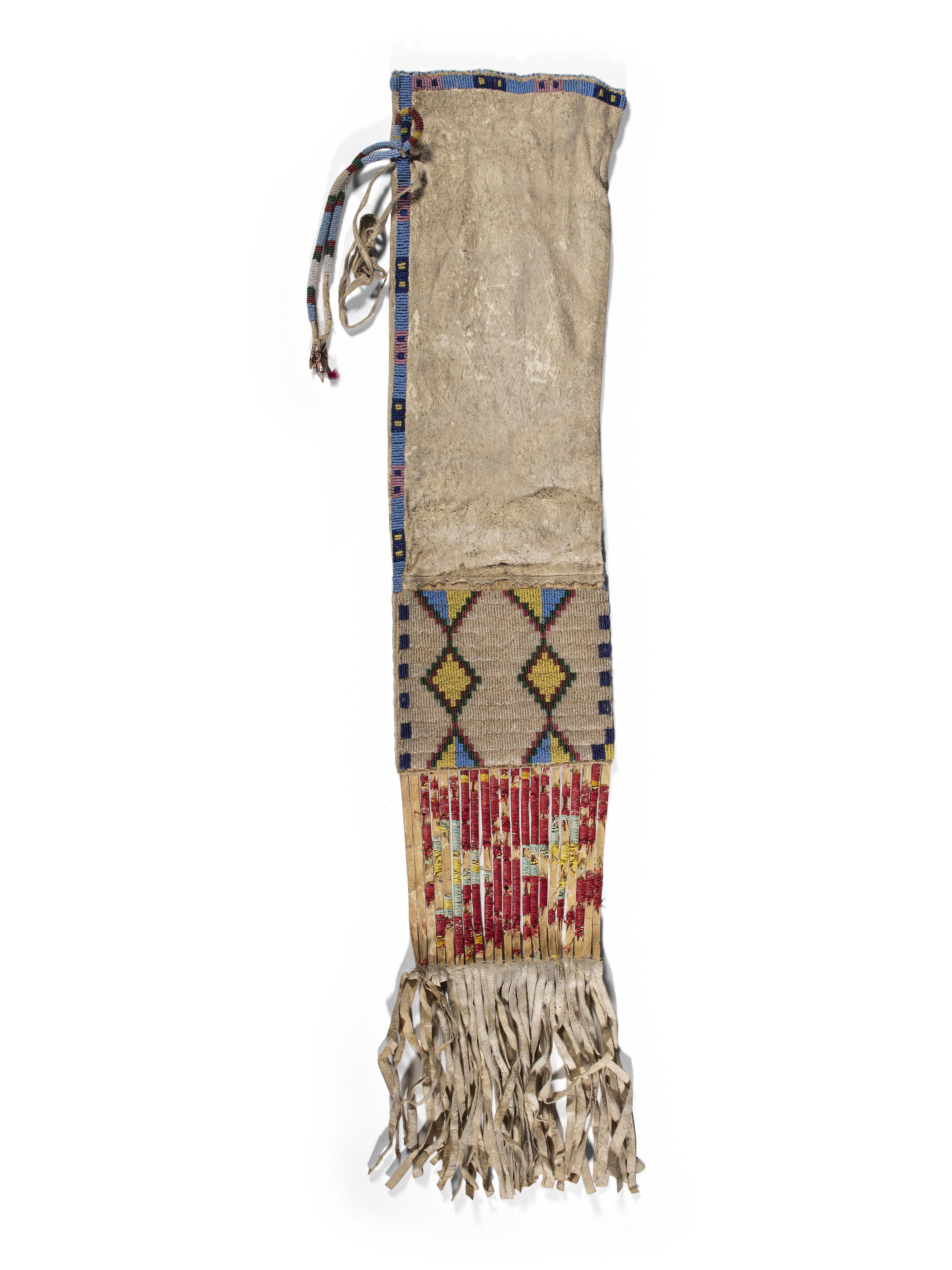 Plains Beaded Hide Strips and Athapaskan Quilled Hide Strip