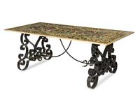 A Wrought Iron Table with Fine Italian Scagliola Top