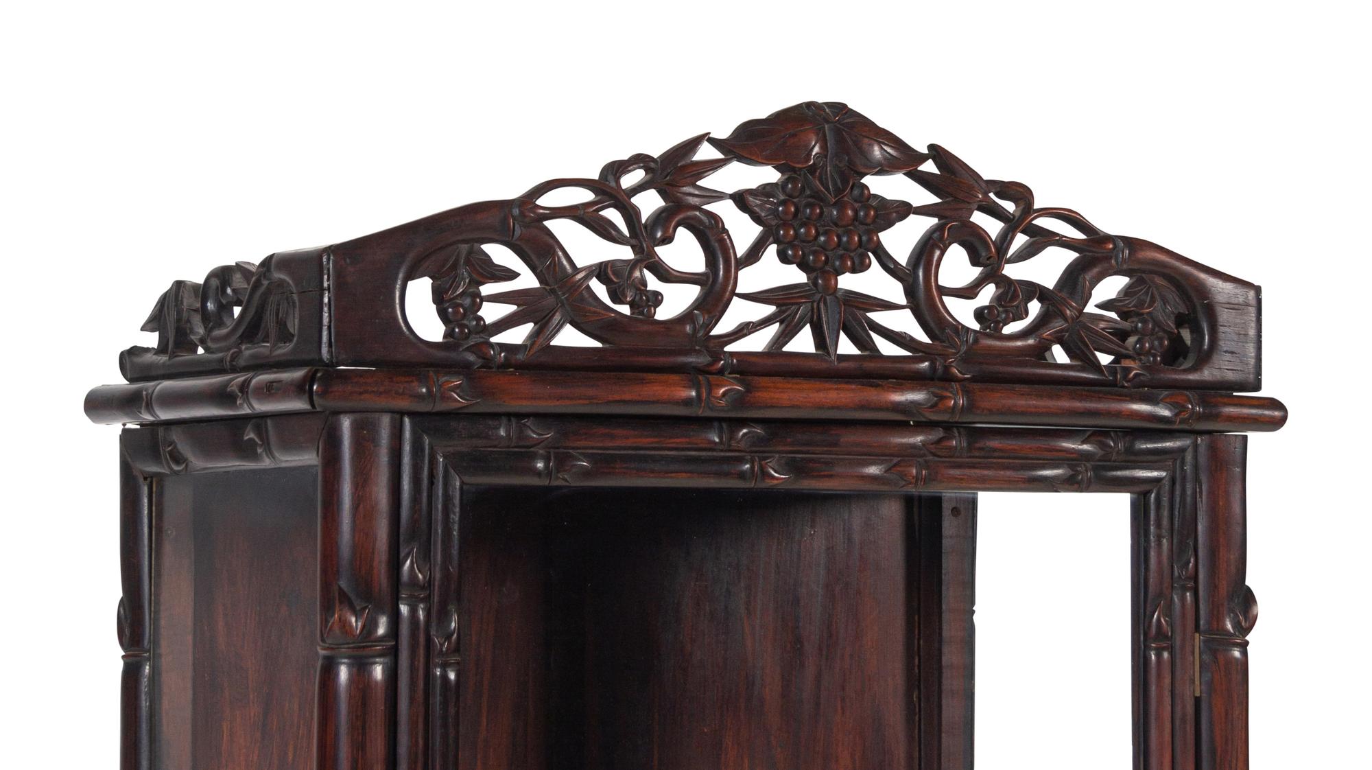 A Chinese Export Hardwood Displaying Cabinet