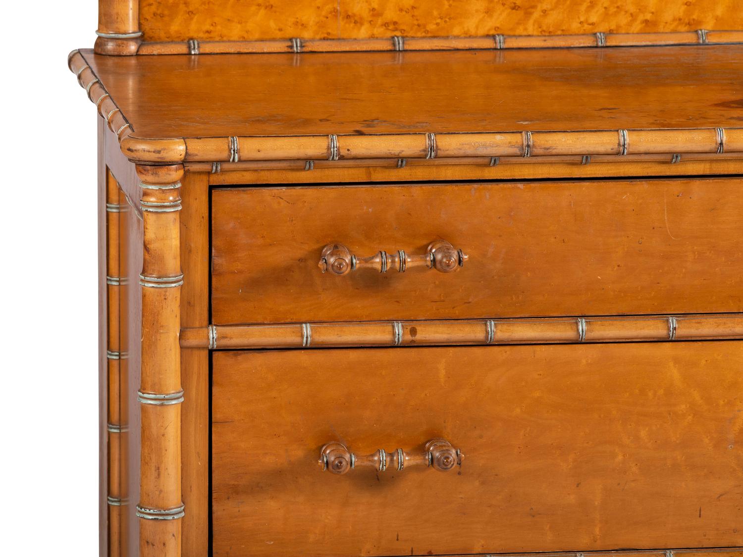 Faux-Bamboo Bedstead and Dresser