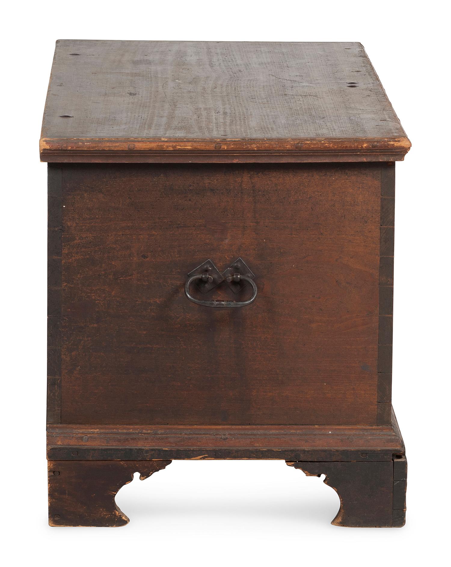 A Chippendale Wrought-Iron Mounted Painted Poplar and Pine Dower Chest