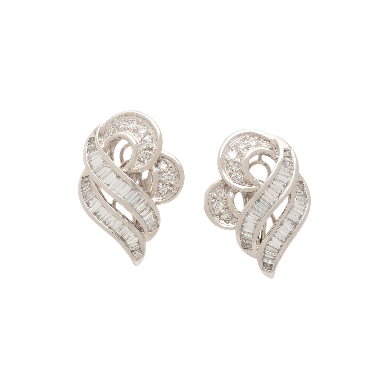 CULTURED PEARL, DIAMOND, AND PLATINUM EARRINGS