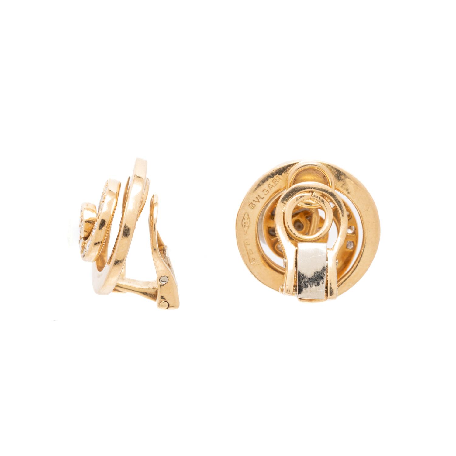 BULGARI, YELLOW GOLD AND DIAMOND CLIP EARRINGS