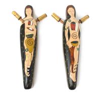 A Pair of Painted Wood Two-Light Sconces Height 17 1/8 inches. — RICHARD AND BARBARA KOOYMAN, 1995