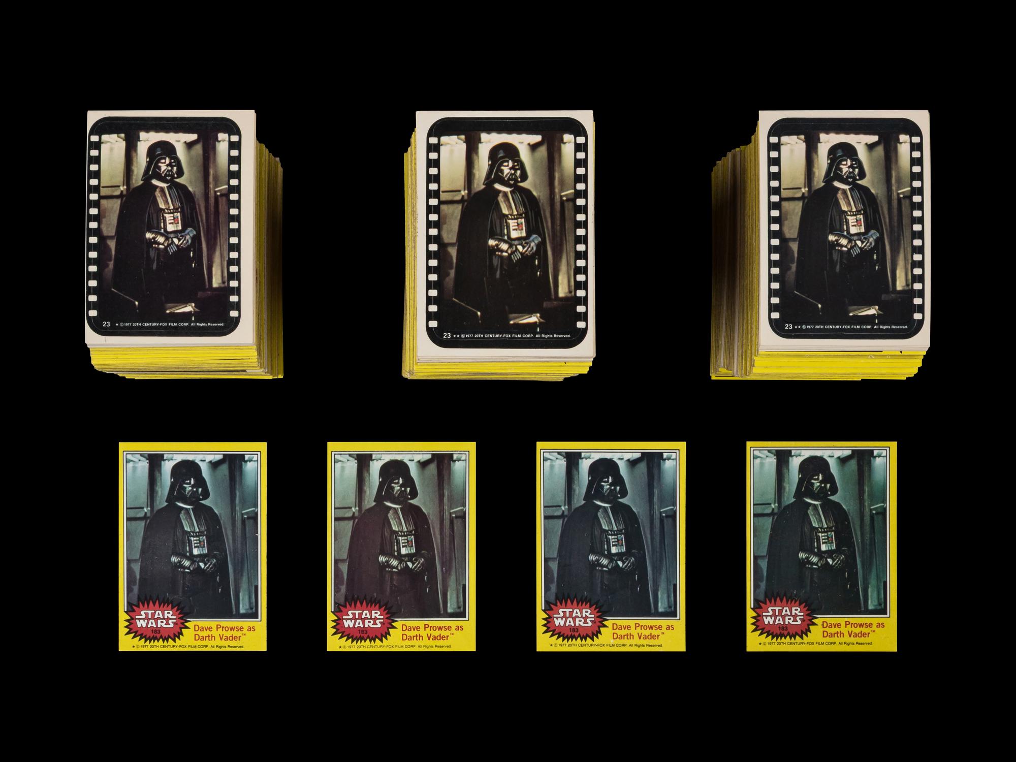 A Collection of Ten Yellow 1977 Topps Star Wars Series Three Near Sets With Stickers (65/66 Cards, 11 Stickers Per Set)