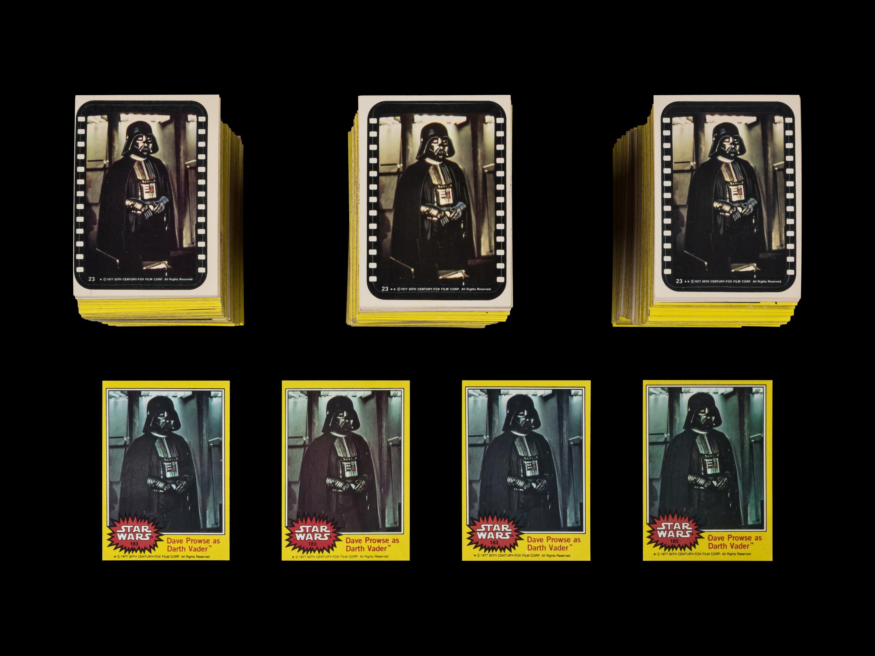 A Collection of Ten Yellow 1977 Topps Star Wars Series Three Near Sets With Stickers (65/66 Cards, 11 Stickers Per Set)