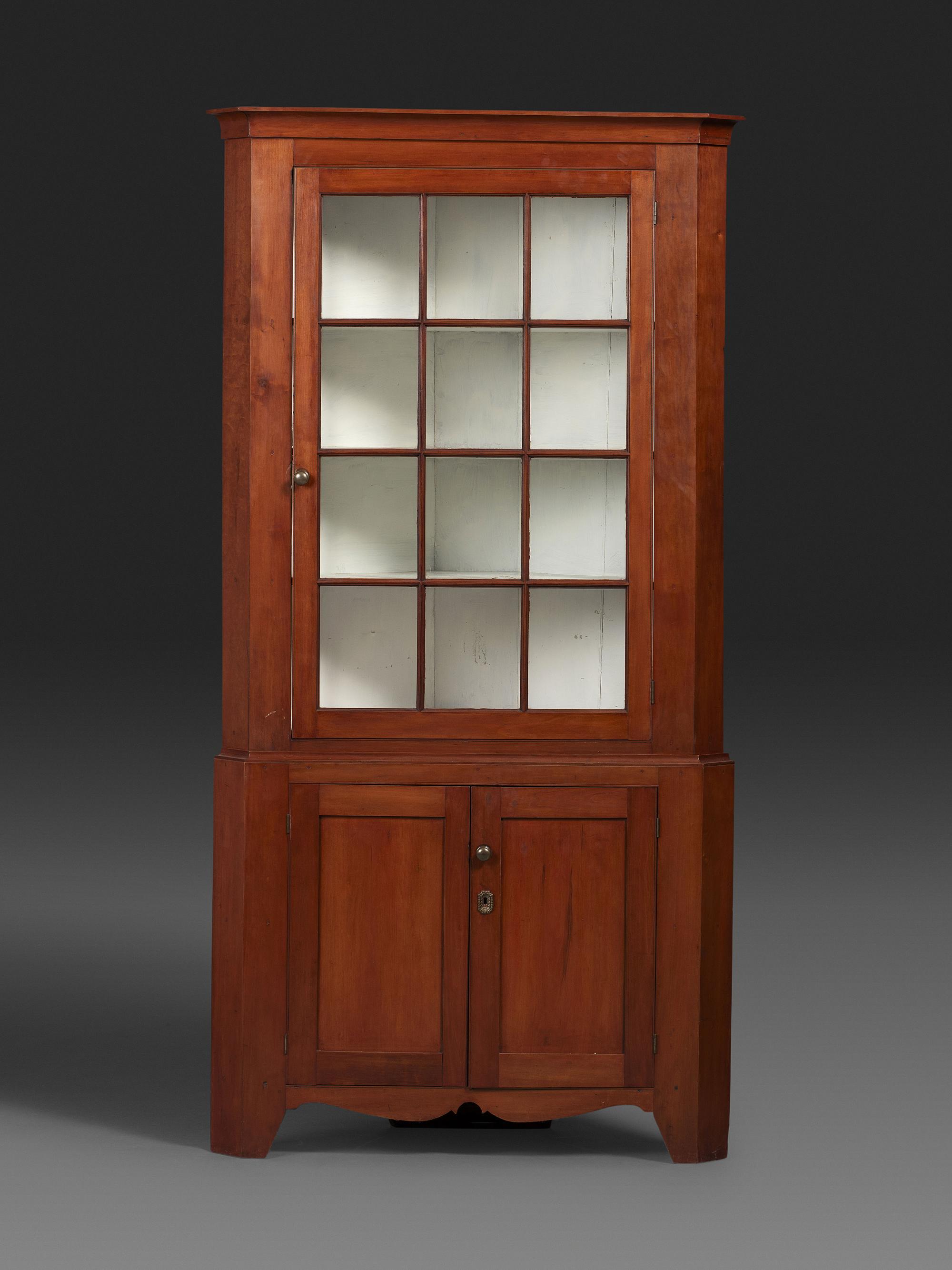 A Country Federal Cherrywood Corner Cupboard