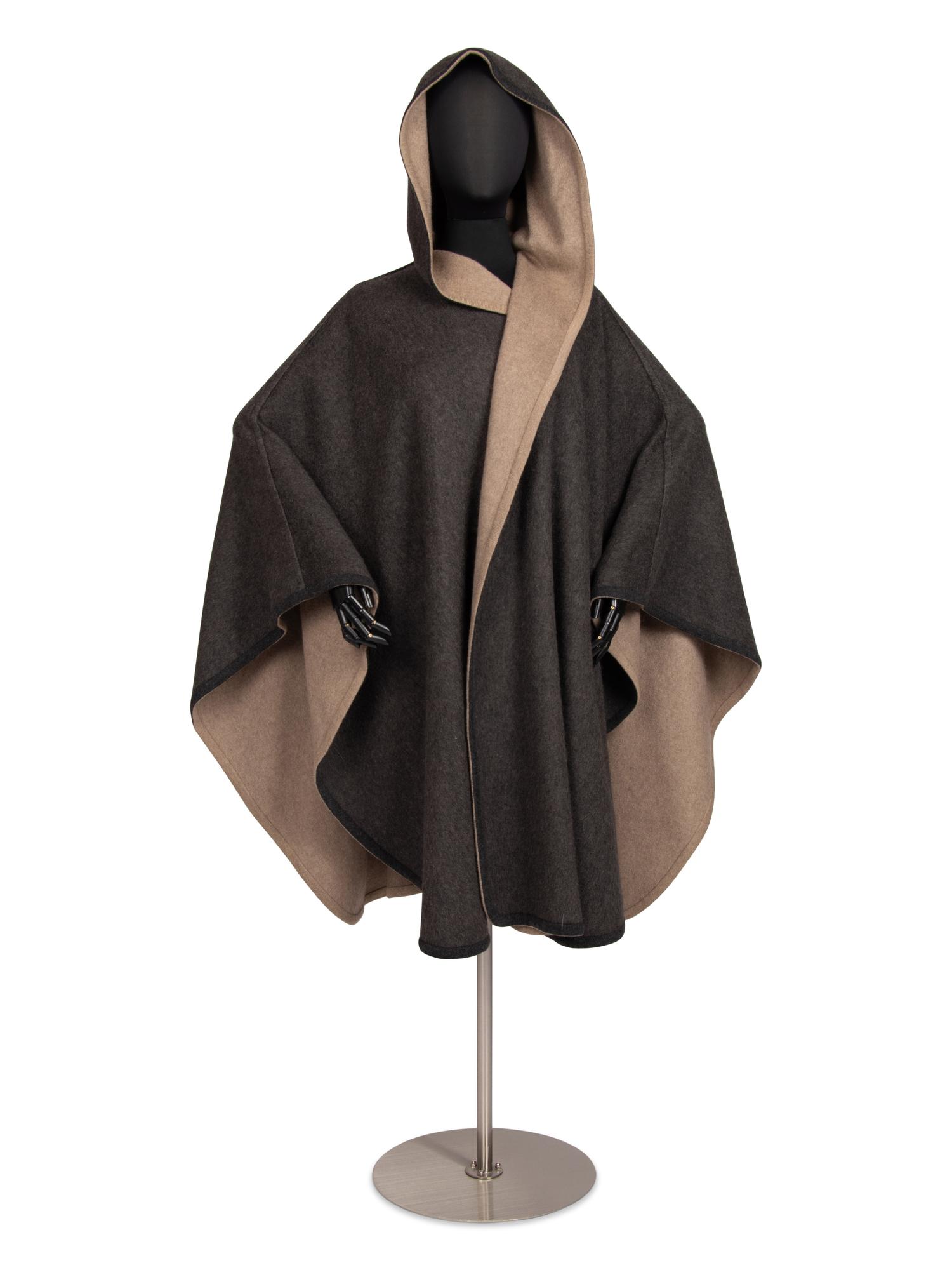 Loro Piana Grey and Tan Cashmere Cape
