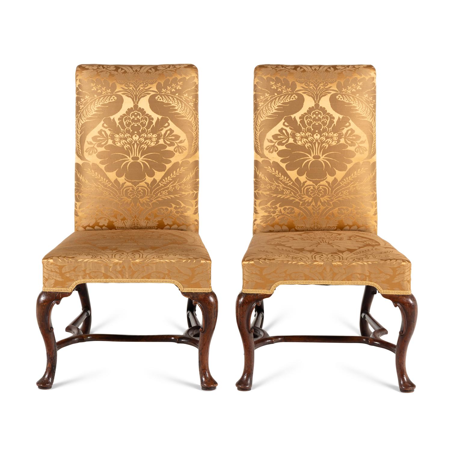 A Pair of George I Walnut Side Chairs