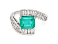 A Platinum, Emerald and Diamond Ring,