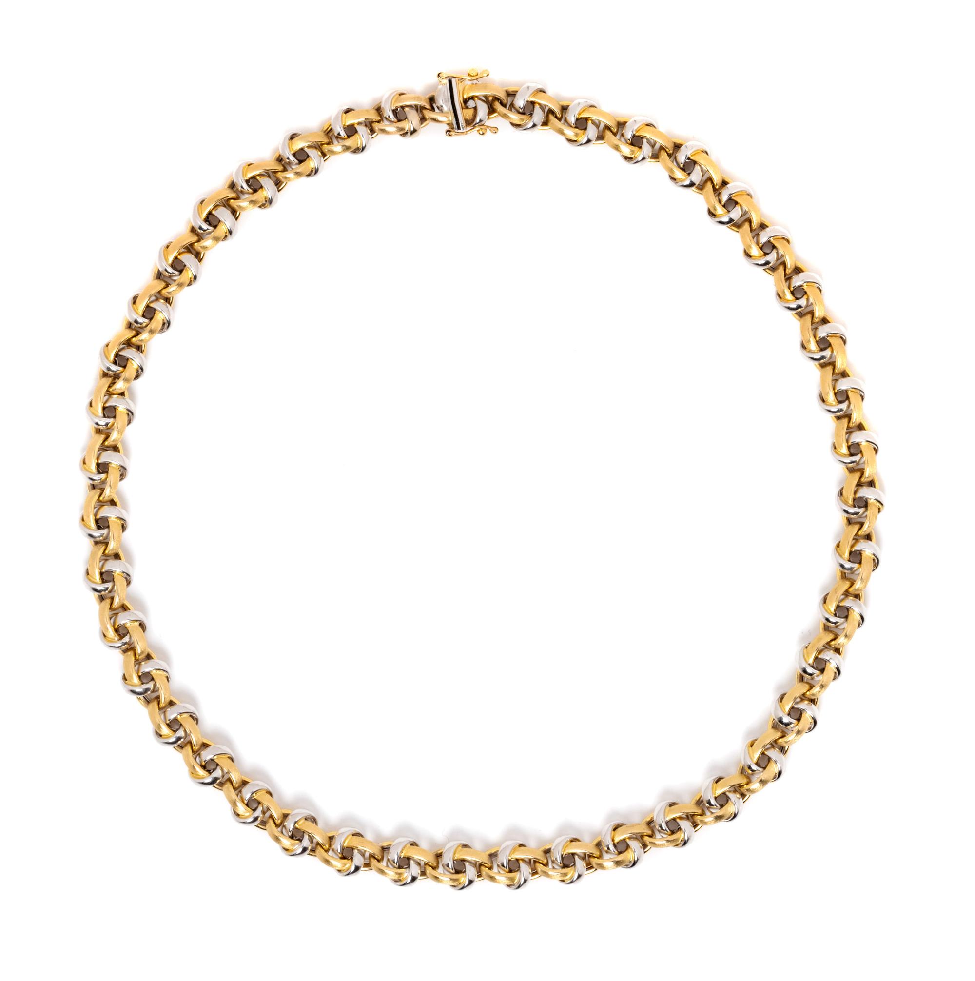 A 14 Karat Bicolor Gold Necklace, Italian,