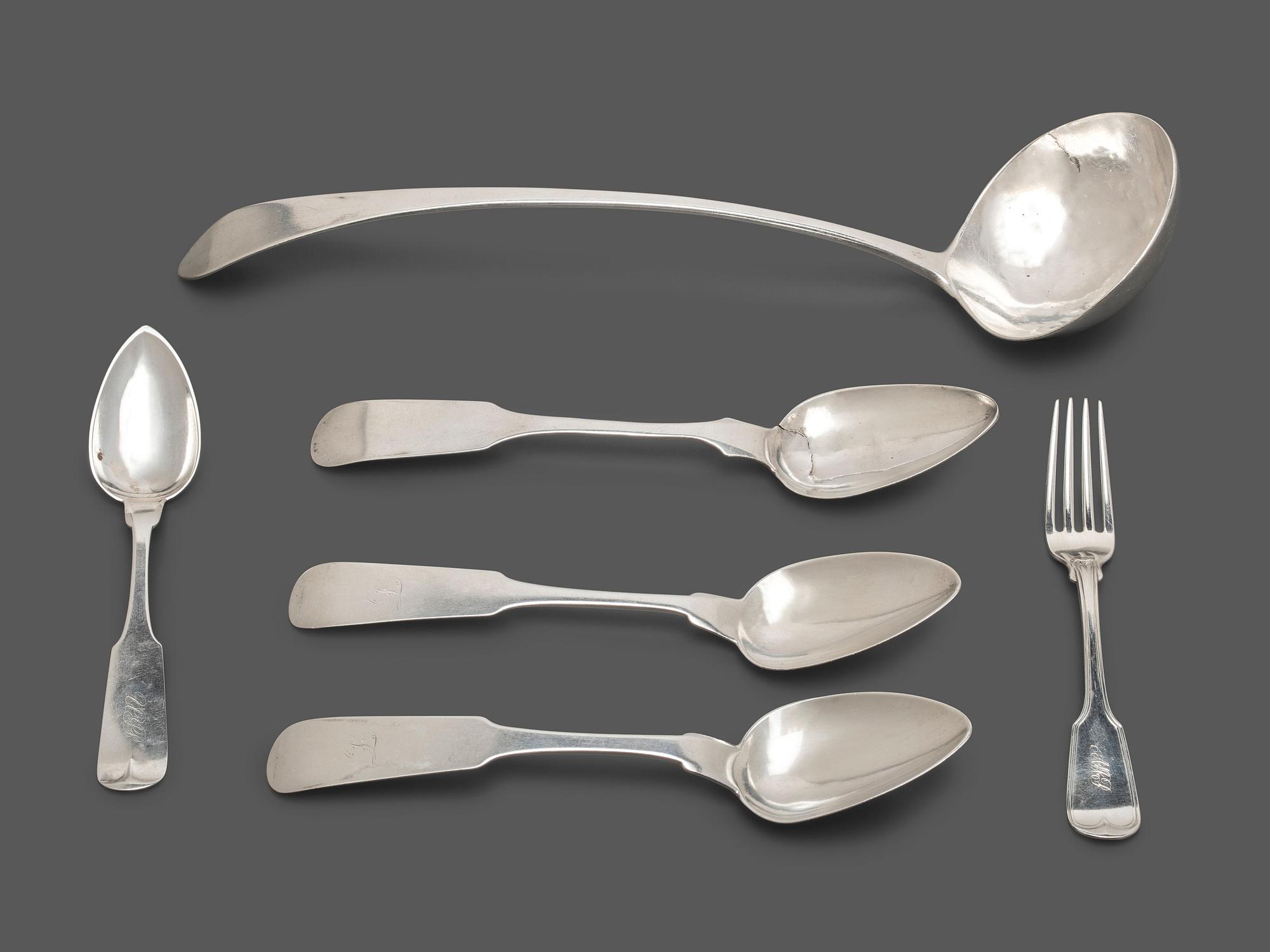 A Collection of Virginia Coin Silver Flatware
