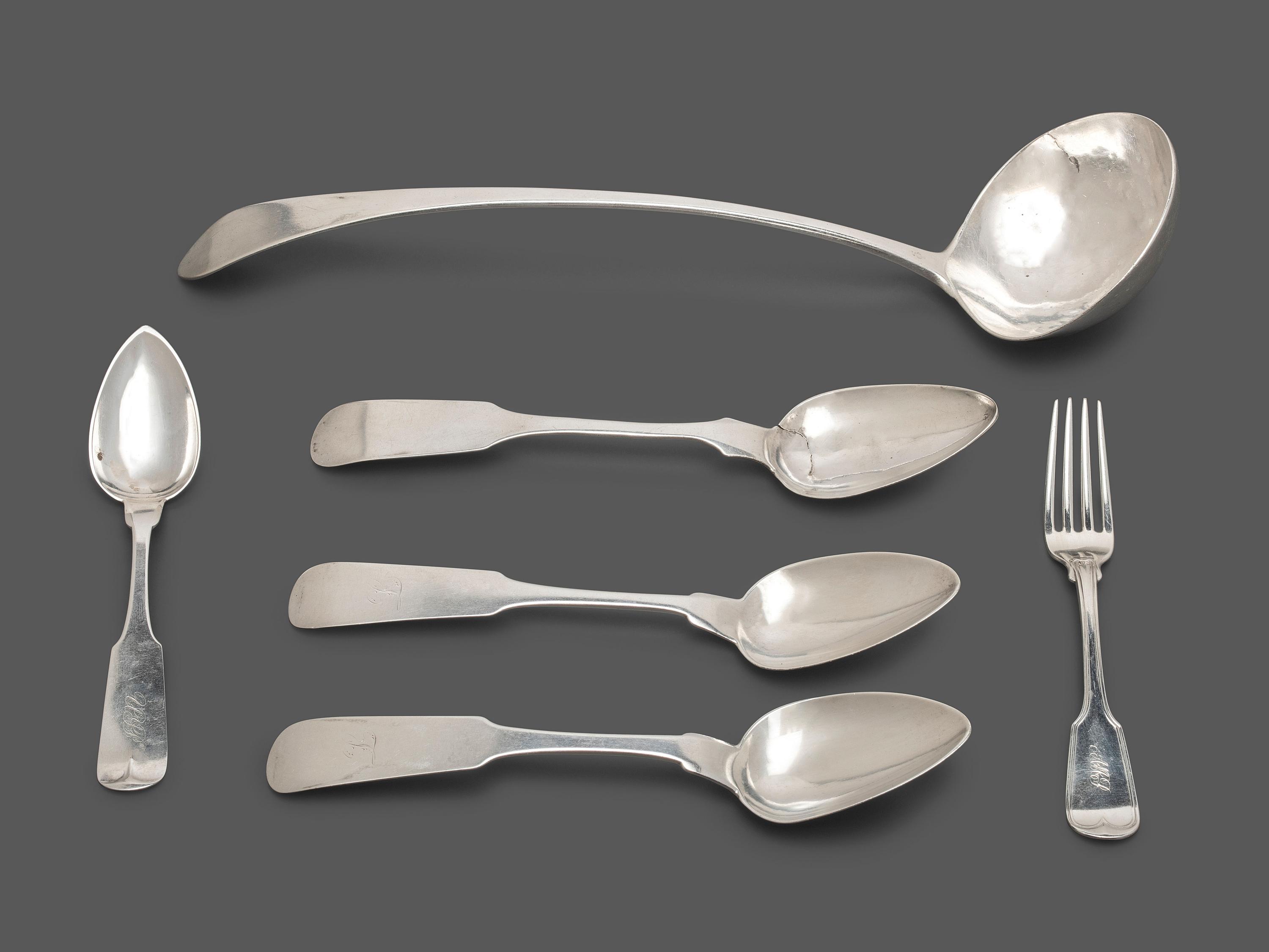 A Collection of Virginia Coin Silver Flatware