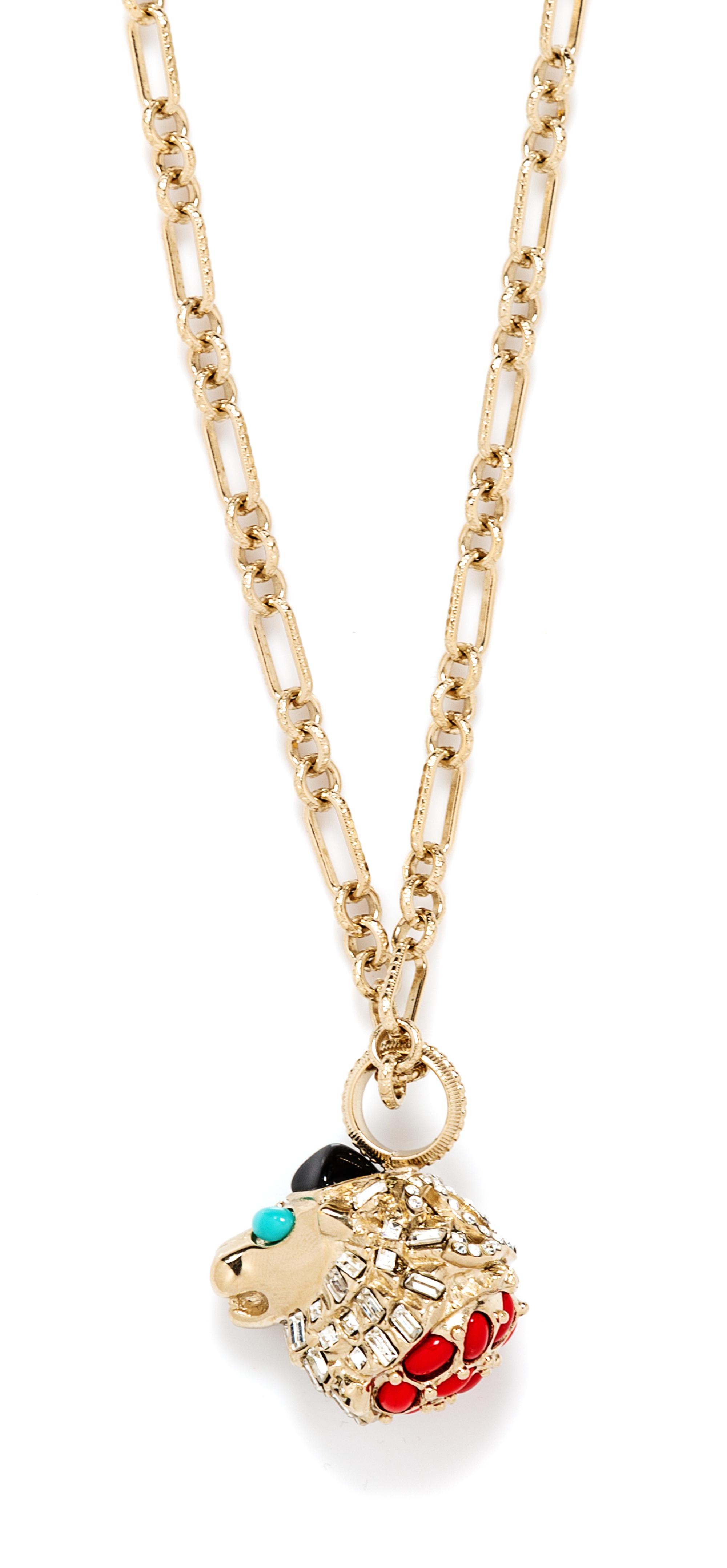 A Chanel Silvertone Lion Head Pendant Necklace, Length: 17"; Lion head: 1" x 1".