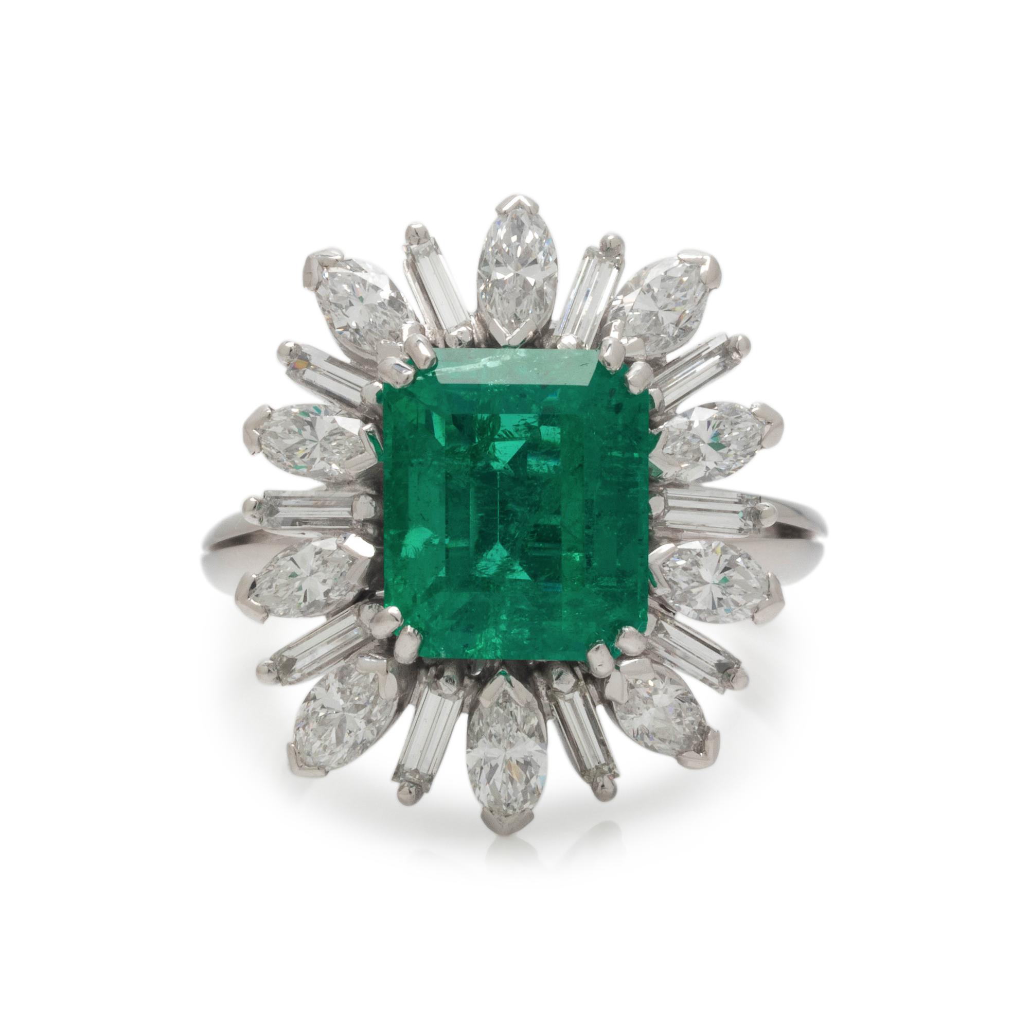 COLOMBIAN EMERALD AND DIAMOND RING