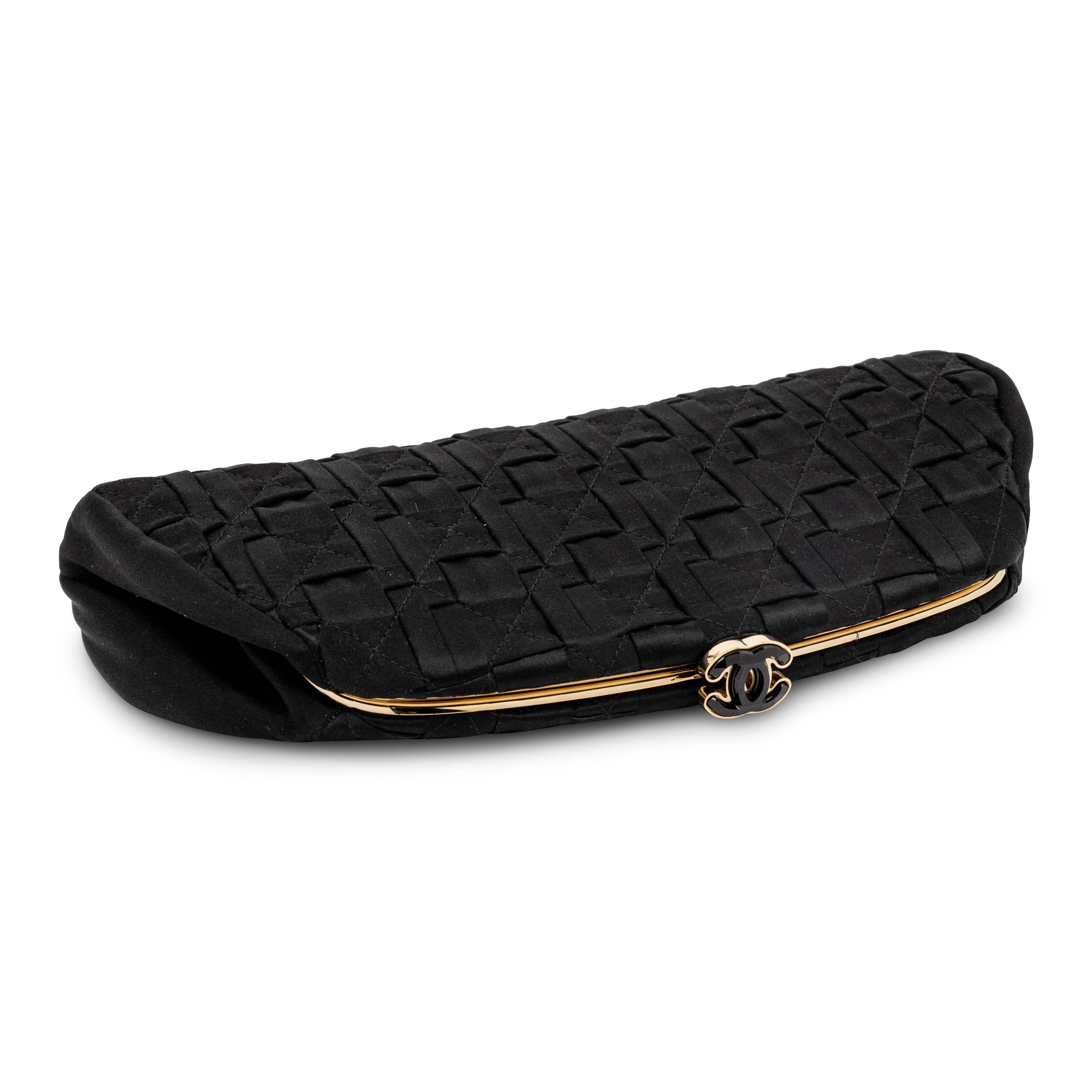 Chanel, Black Satin Evening Clutch