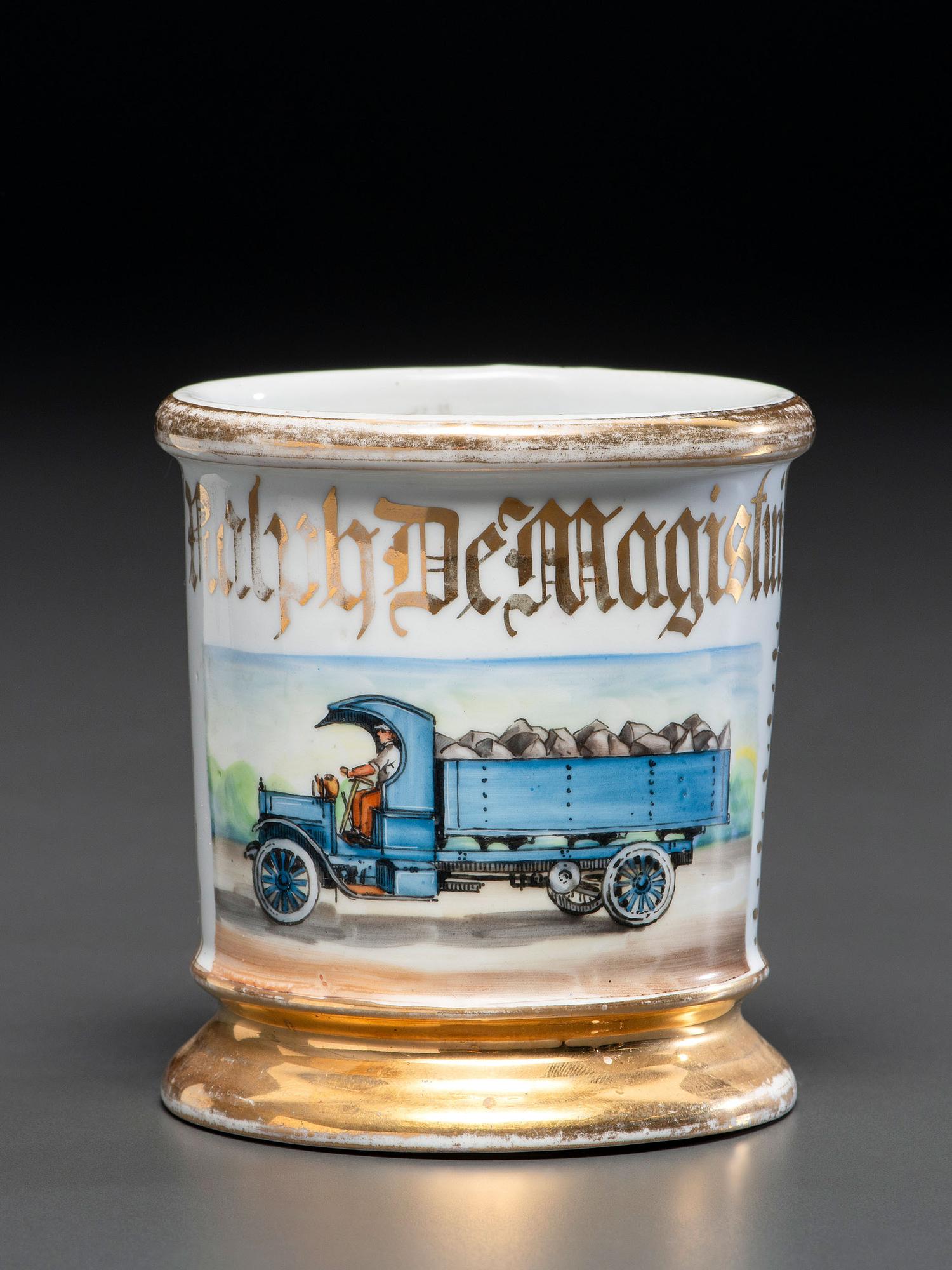 A Quarryman's Porcelain Occupational Shaving Mug Belonging to Ralph DeMagistris