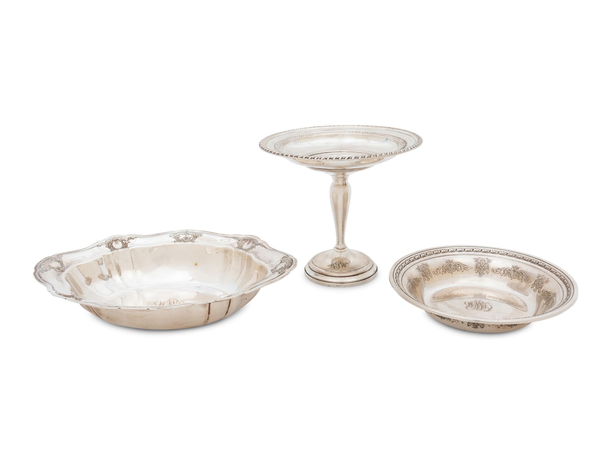 A Group of Five American Silver Objects