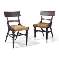 A Pair of Fancy Painted Klismos Side Chairs