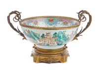 A Gilt Bronze Mounted Chinese Export Porcelain Center Bowl Width 22 inches. — 19TH CENTURY, THE MOUNTS LATER