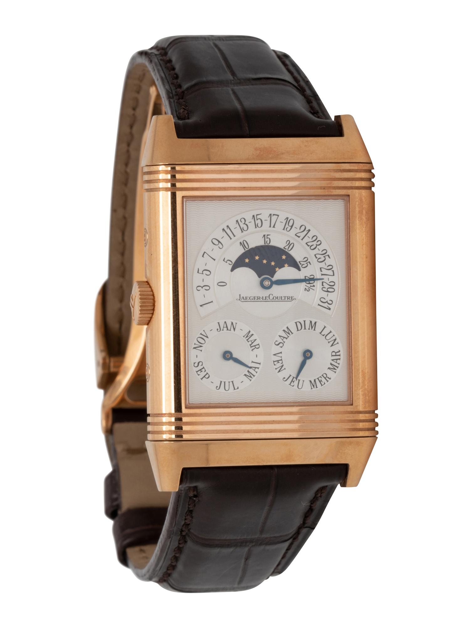 JAEGER-LECOULTRE, REF 270.2.55 18K YELLOW GOLD 'REVERSO QUANTI È ME PERPÉTUEL' RETROGRADE WATCH