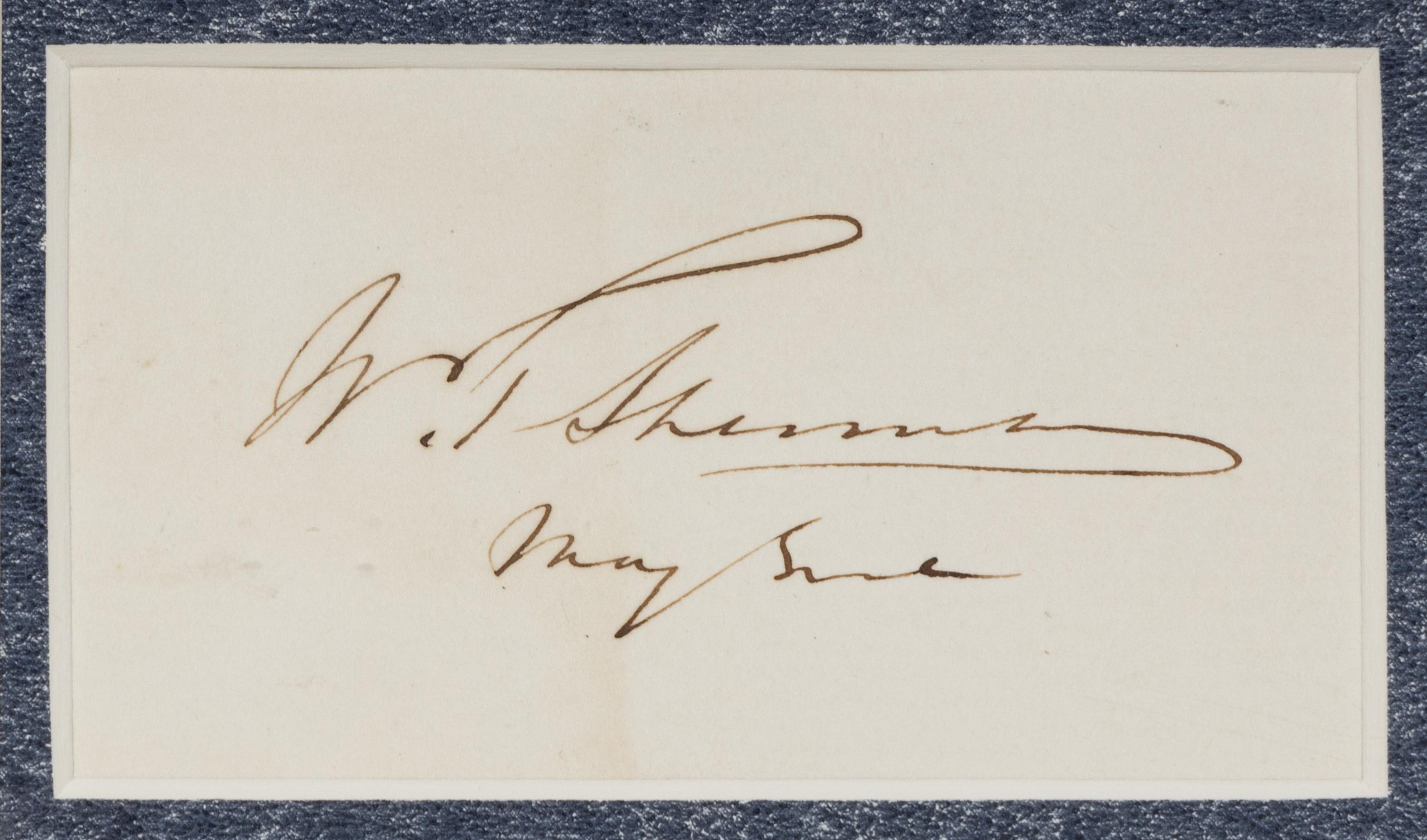 [CIVIL WAR]. SHERMAN, William Tecumseh (1820-1891). Clipped signature with CDV.