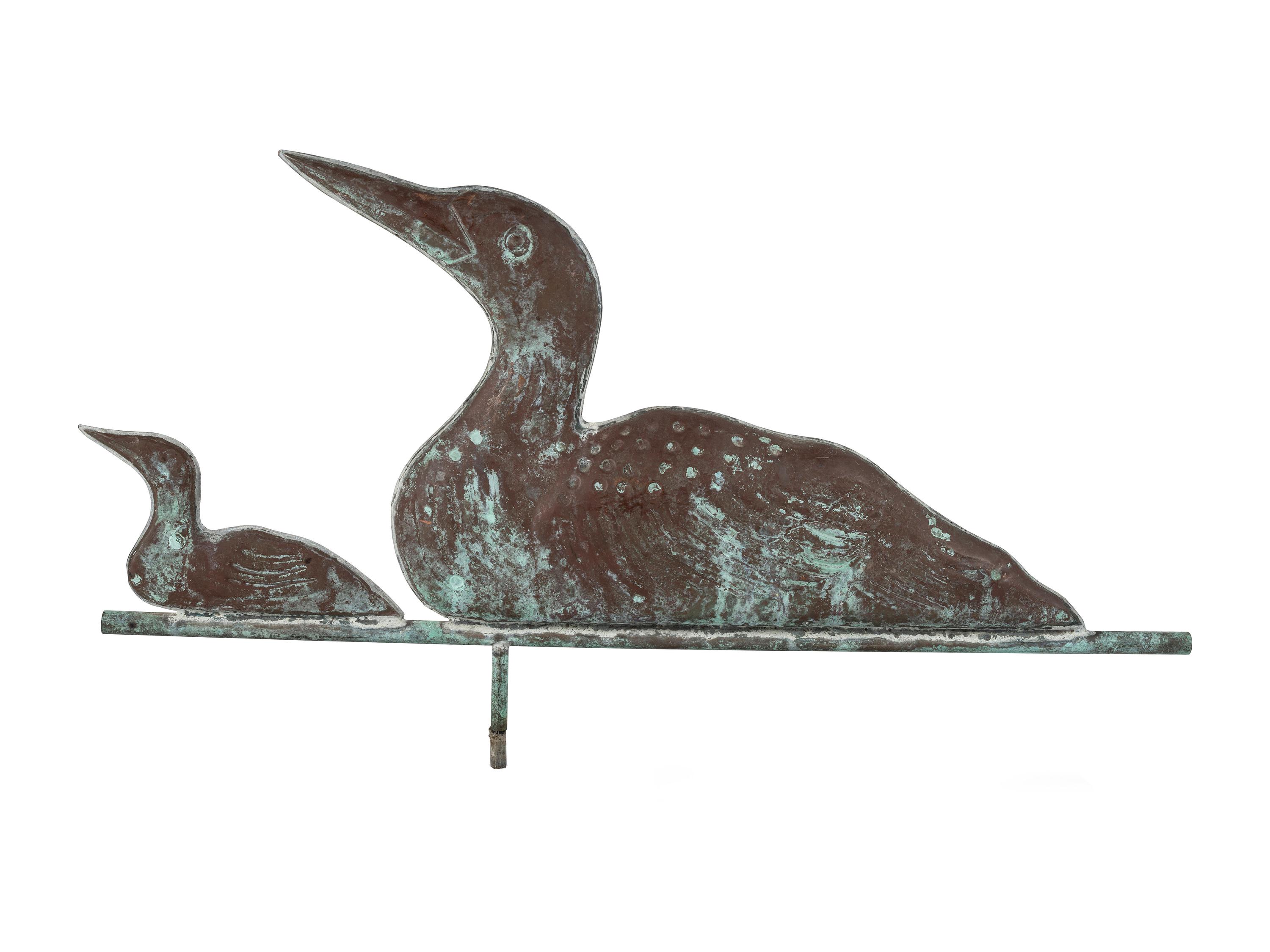 A Molded Copper Loon Weathervane