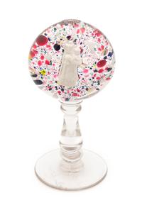 A Candy-Striped Heart and Priest Paperweight Height 7 1/8 inches.