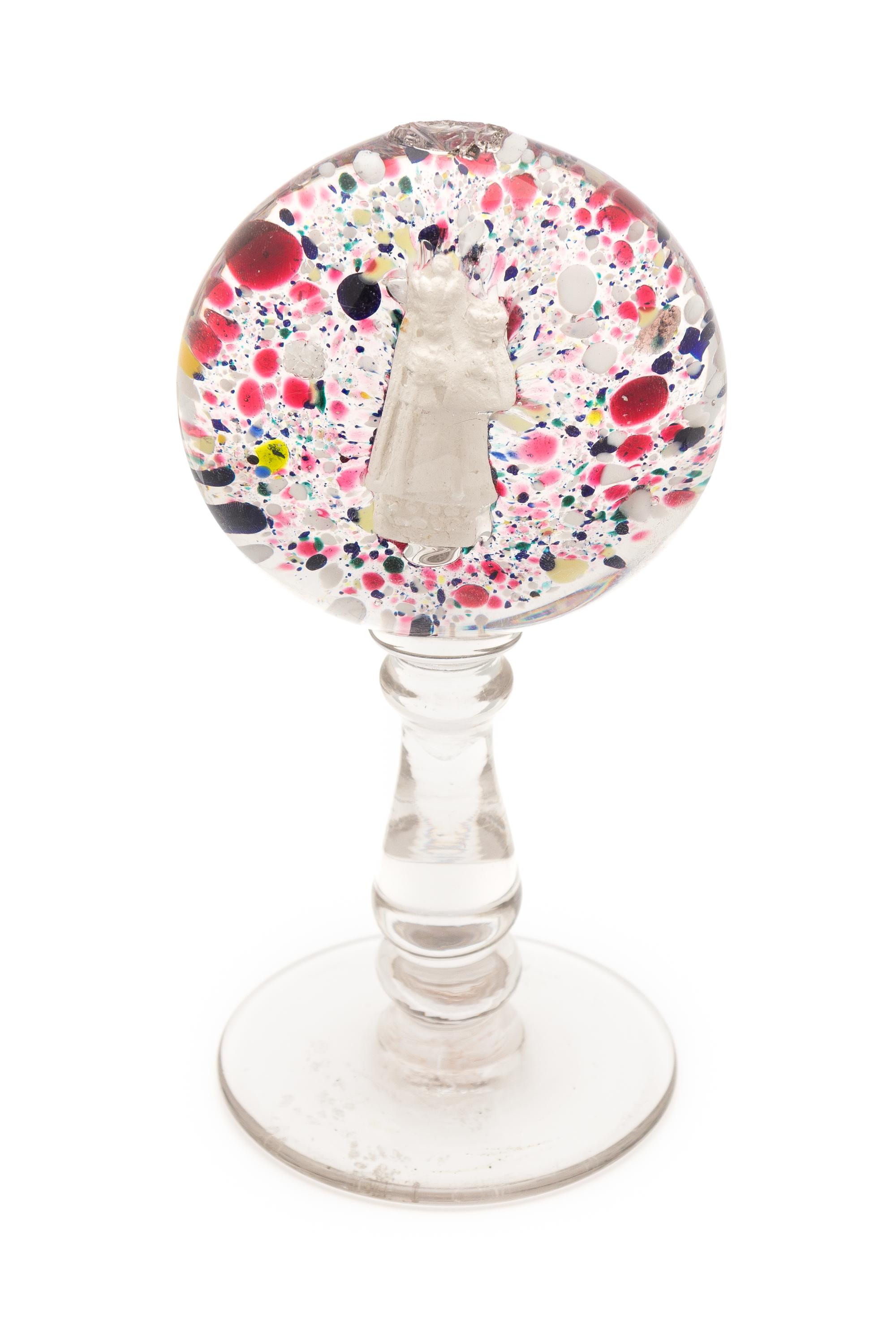 A Candy-Striped Heart and Priest Paperweight Height 7 1/8 inches.