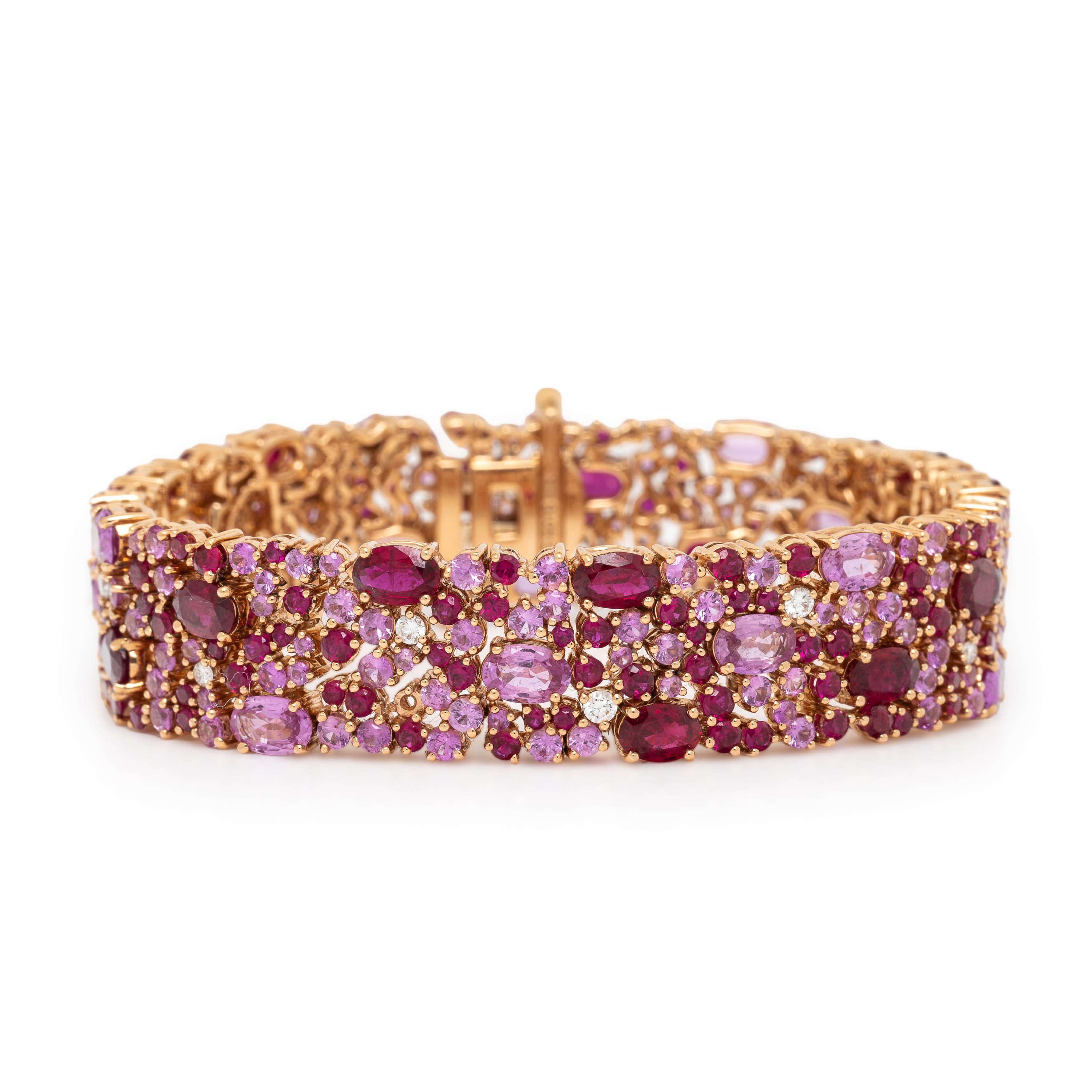 Robert Procop, Ruby, Pink Sapphire, Diamond, and Rose Gold 'American Glamour' Bracelet