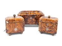 Three Regency Tortoiseshell Tea Caddies