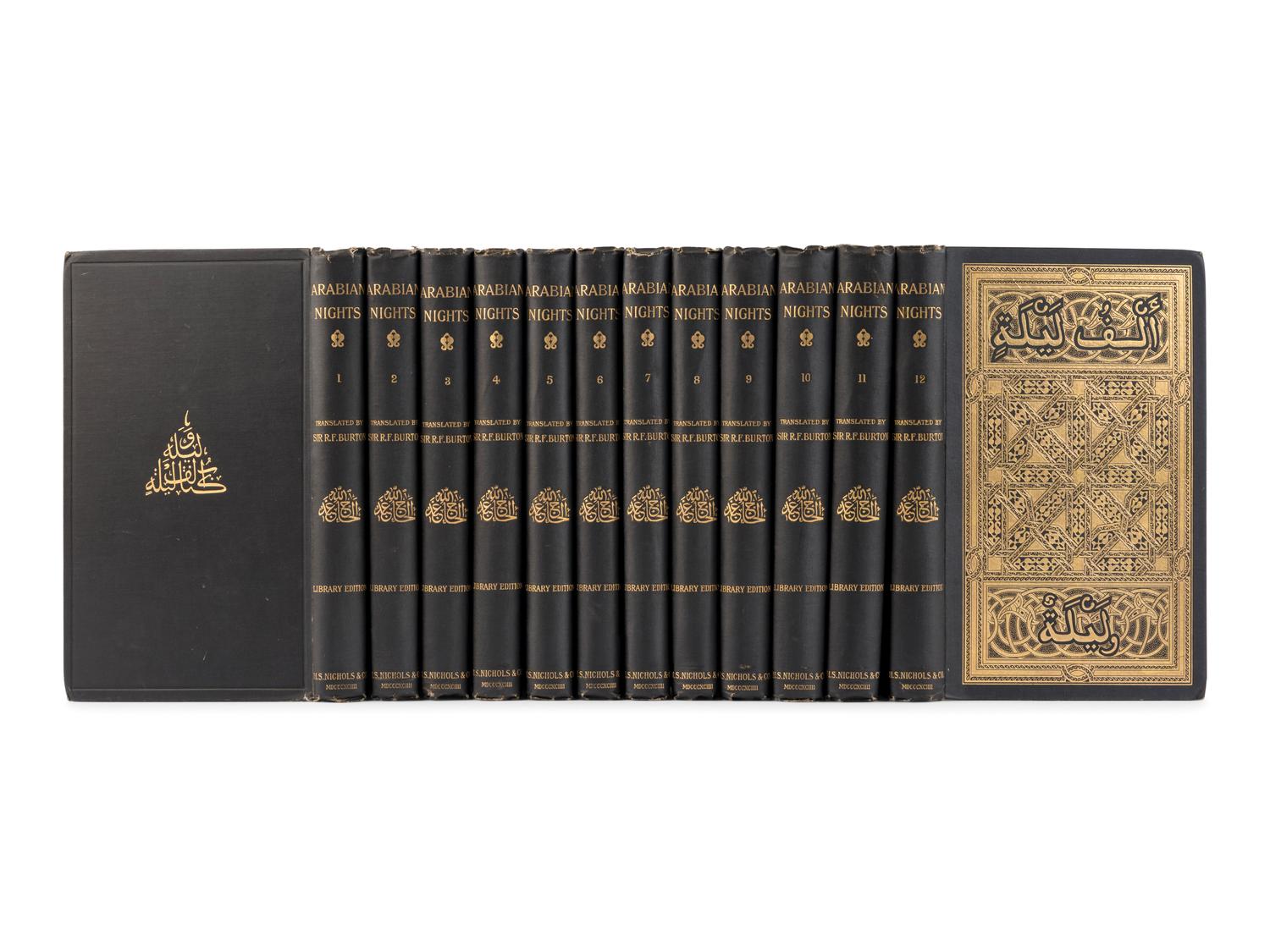 BURTON, Richard Francis, Sir (1821-1890), translator. The Book of the Thousand Nights and a Night… Reprinted from the Original Edition . Leonard C. Smithers, editor. London: H.S. Nichols & Co., 1894.
