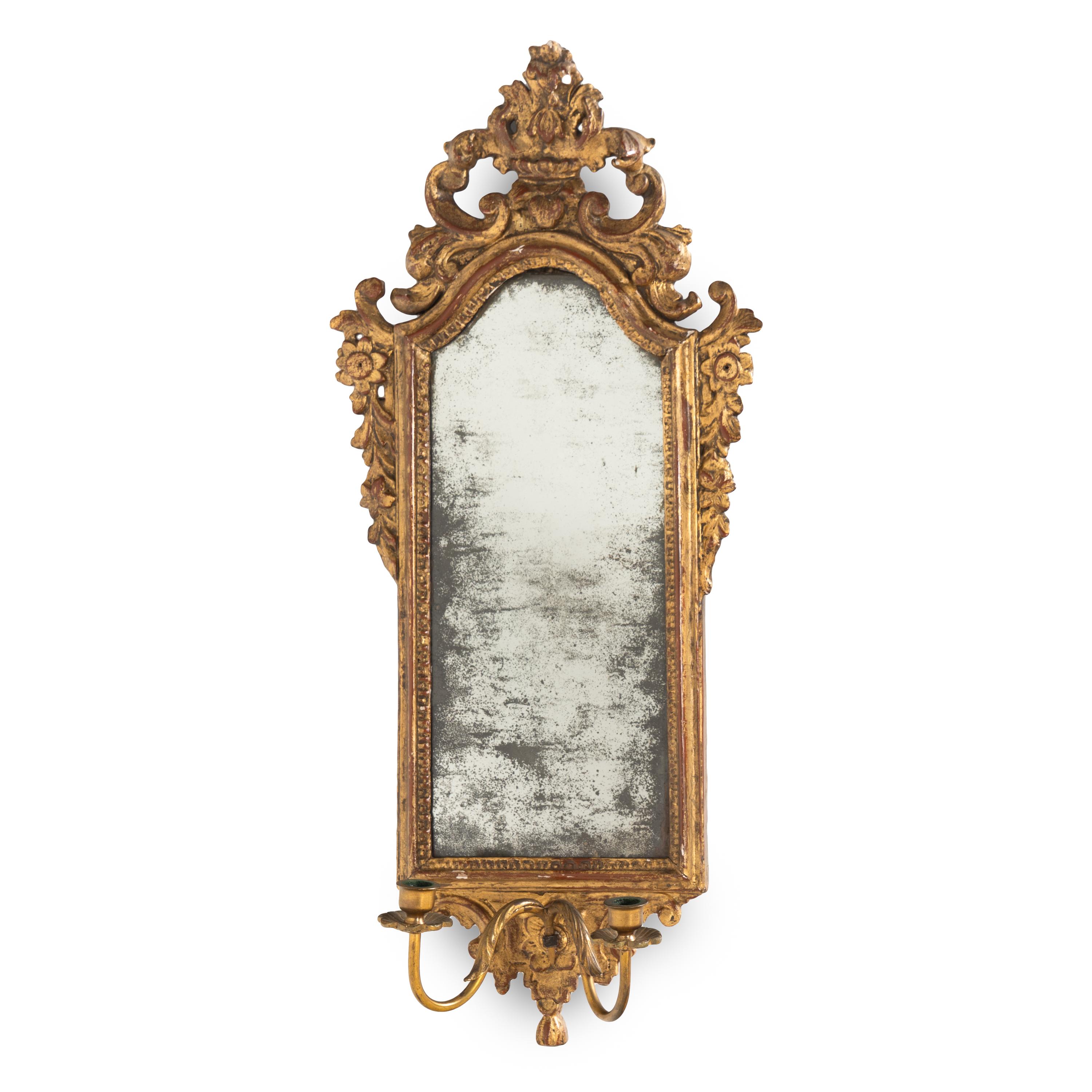 A Pair of Italian Giltwood Girandole Mirrors