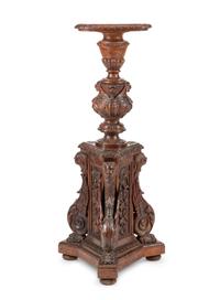 A Continental Carved Oak Pedestal