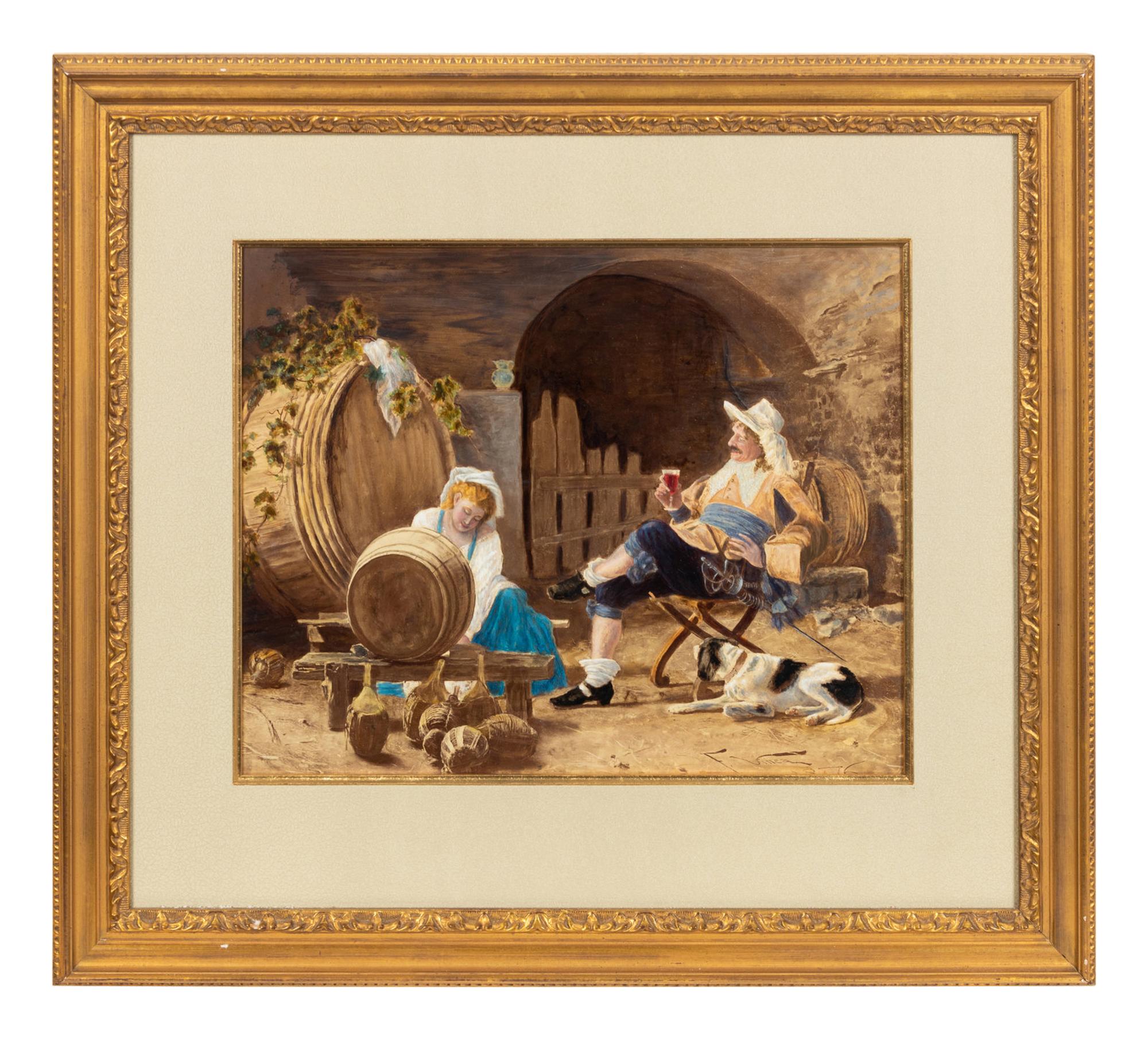 A Hand-Embellished Print after Francesco Vinea (Italian, 1845-1902)