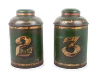 A Pair of Tole Painted Tea Canisters — 19TH CENTURY