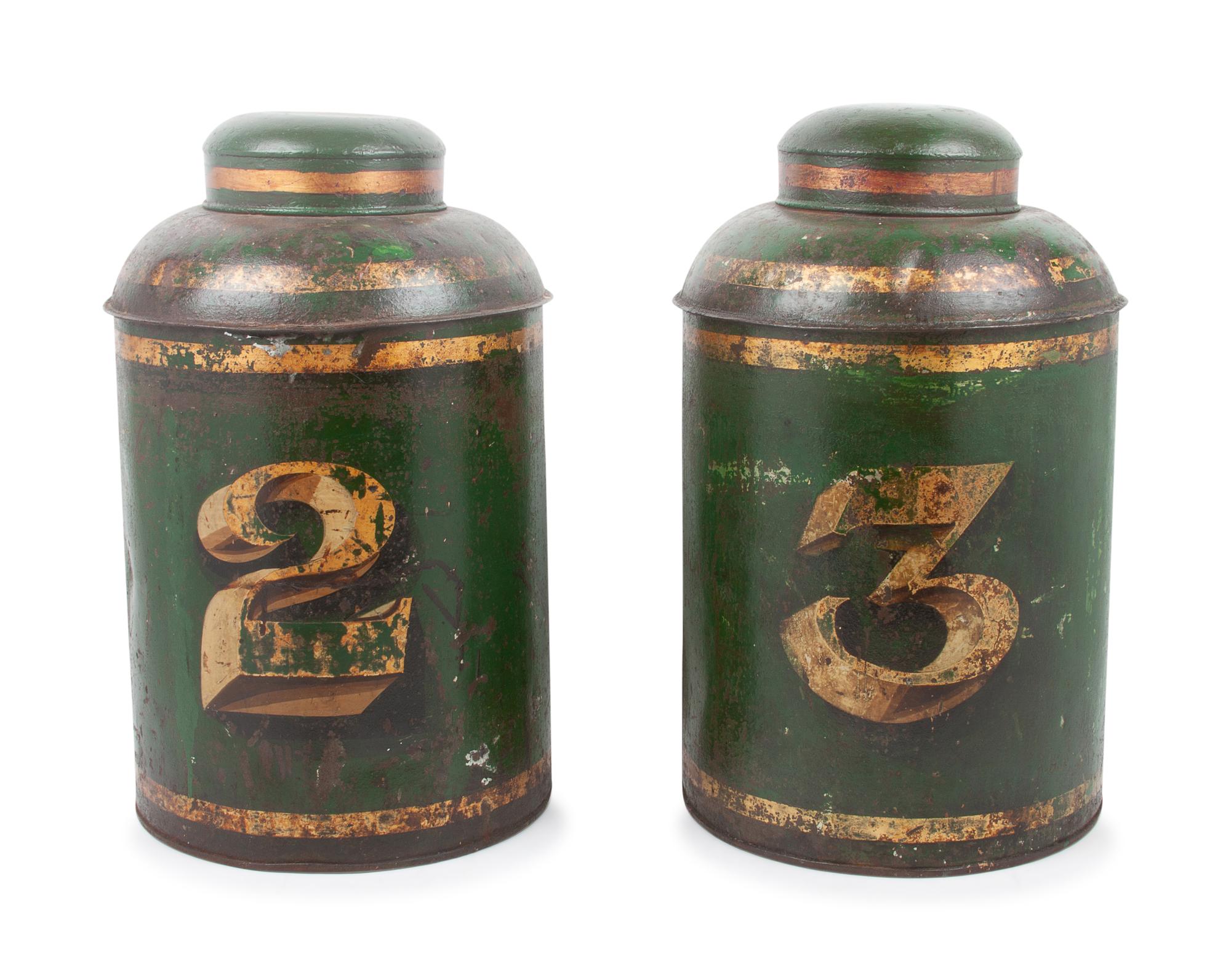 A Pair of Tole Painted Tea Canisters — 19TH CENTURY