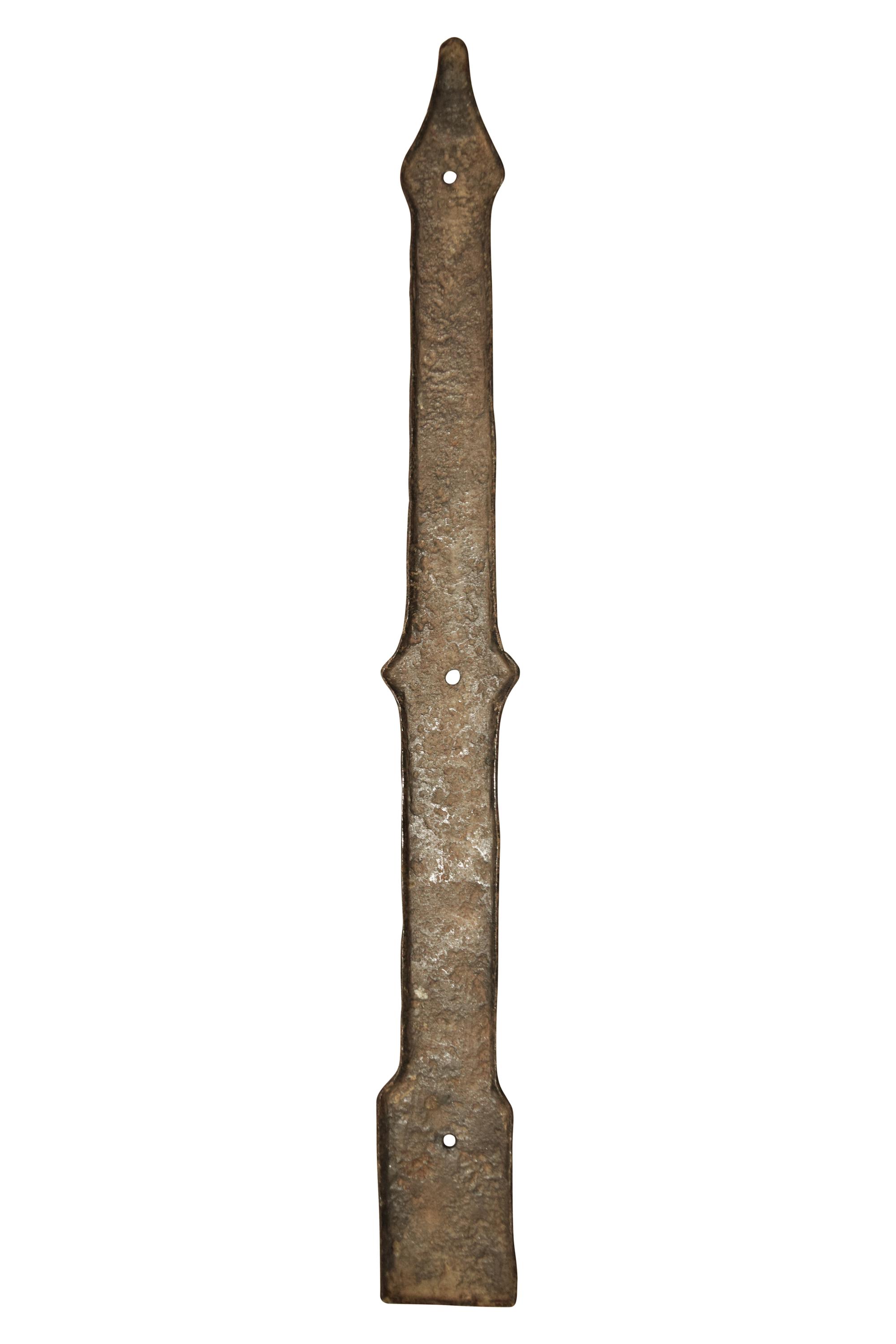 A Set of Two Wrought Iron Strap Hinges from the Estate of Jose Thenee 19.75" W x 2" D x .25" H — Argentina, 20th Century