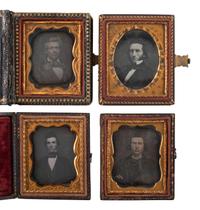 [EARLY PHOTOGRAPHY]. 19 ninth plate daguerreotypes of men with interesting hairstyles.