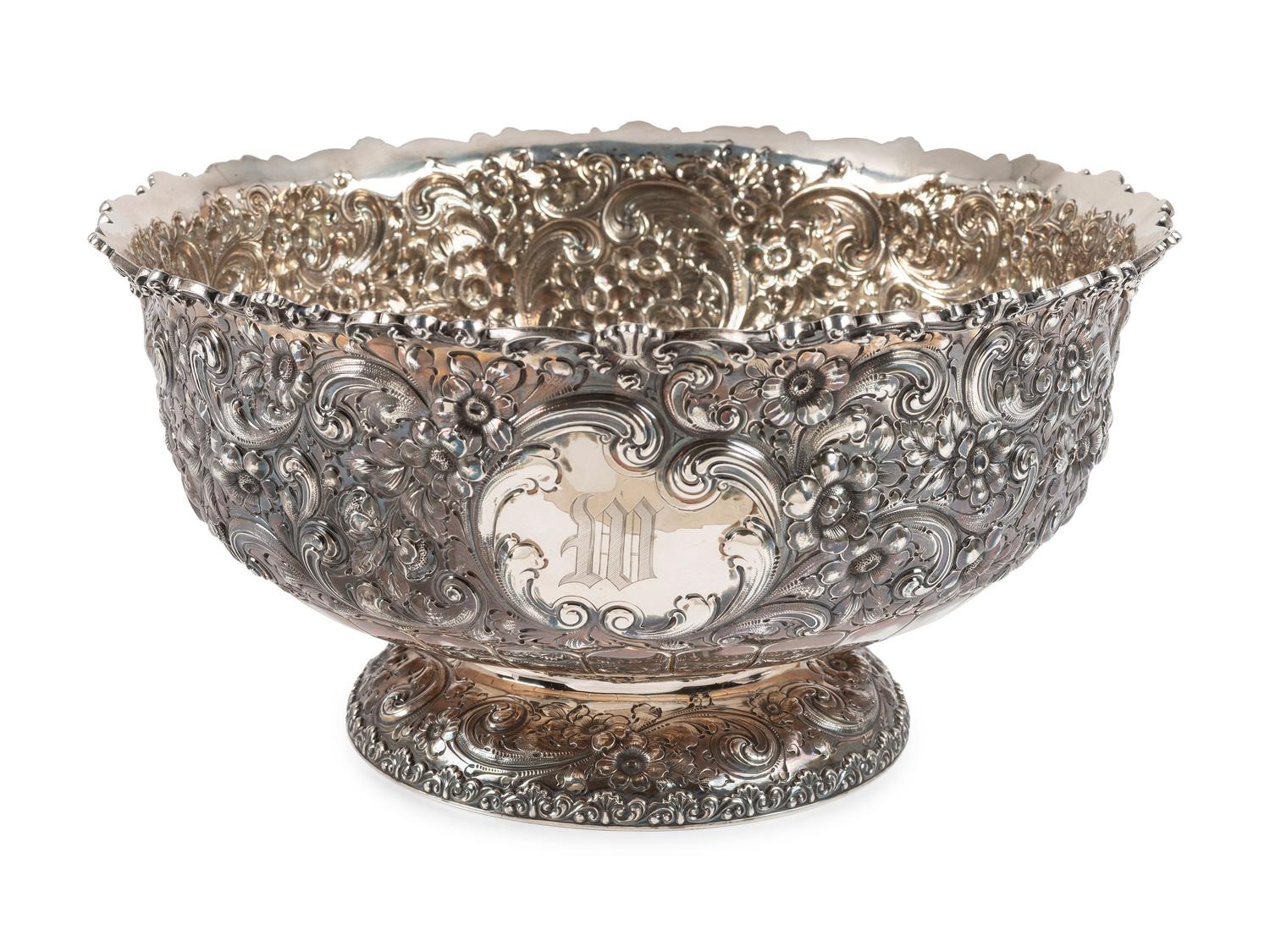 A Dominick & Haff Repousse Silver Punchbowl