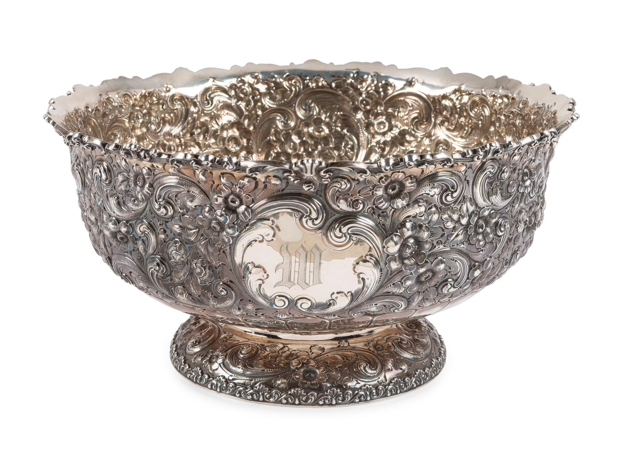 A Dominick & Haff Repousse Silver Punchbowl